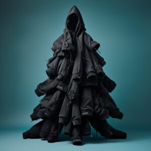 black hoodies folded into a tall Christmas tree shapeby ekateriana Prompt collec...