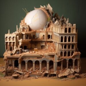 Words list for miniatures:- Miniaturecore- Fractured architecture made from Lego...