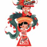 A traditional Chinese ancient little girl, wearing a cheongsam and a chinese loo...