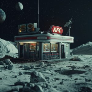 a photorealistic KFC restorant on the moon --v 6.0-a photorealistic mc donalds r...