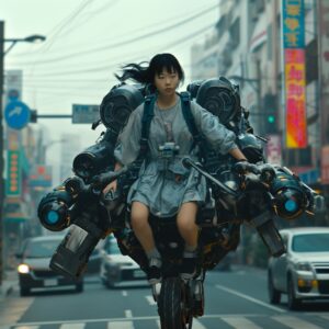 Убойный транспорт будущего ч.1an asian school girl rushing on a street with ridi...