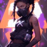 Art style by nikolas Draper - Ivey, African girl, braided bun hairstyle, black h...