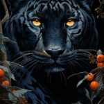 A highly detailed illustration featuring wildlife (Leopards) and vegetation in t...