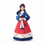 Hanbok on white background vector illustration, in the style of flat backgrounds...