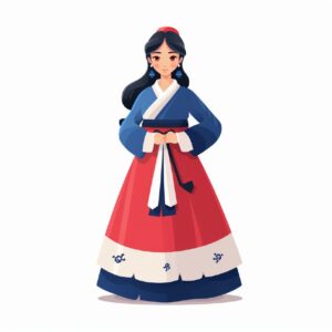 Hanbok on white background vector illustration, in the style of flat backgrounds...