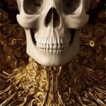 Skulls. Part 2. SD (Lexica). Broken spider skull, au naturel, ivory and gold col...