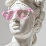 Head of Goddess Athena the great made of white marble with mouth braces, smooth ...