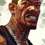 CJ from Grand Theft Auto San Andreas with diamond chains, grillz on his teeth, f...