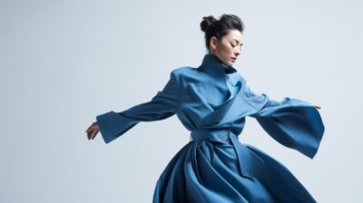 the white background, master deaign fashionable blue wind coat,The individual in...