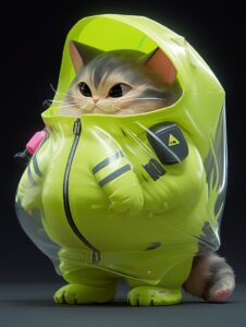 Cute alien. Giant Cat, Fluorescent TranslucentHolographic raincoat, box shelter ...