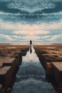 Gorgeous Stunning image of a daunting emptiness, centered composition, highly de...