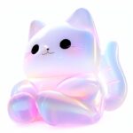 White background image and Daz3d style inflatable Kitty cat sweating doll, simpl...