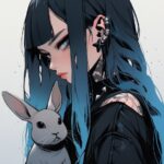 espirituals the bunny as top, in the style of tattoo-inspired, ren hang, leather...