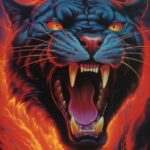 An airbrush painting from 1987 of heavy metal album cover, panther --v 5.1 --q 2...