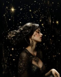 the intense pretty woman from under the planets, in the style of golden age illu...