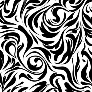 a solid black stencil abstact pattern on white background, fantasy style, swirly...