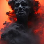 Woman made out of black mist, smoke, red eyes, horror --s 250 --ar 9:16 --c 25 -...