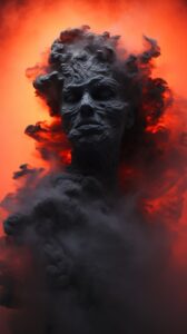 Woman made out of black mist, smoke, red eyes, horror --s 250 --ar 9:16 --c 25 -...