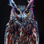 Photography, photo, cinematic, funny alien owl, glossy plumage, intricate feathe...