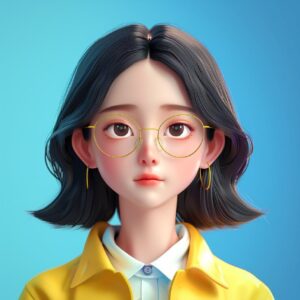 3D UI avatar, memoji style, korean school student, smooth, eyes points, minimali...