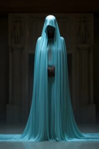 Portrait of Crhristal spectre inside of a egyptian temple, frightening appearanc...