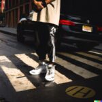 A street photography of a man wearing hypebeast wear style on New York streets, ...