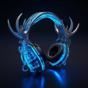 A translucent dissolved body of a moose antler headset, mechanical chip, ultra -...