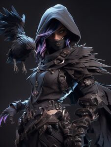raven assassin, rim lighting, tough complexion, ray tracing, incredibly intricat...