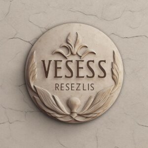 Logo / Print prompts :1. Logo for ceramics company named Vessles, beige stone te...
