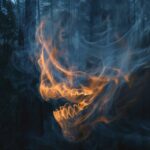 smoke ghost teeth fangs, screaming, pareidolia photography digital fluid fire, i...
