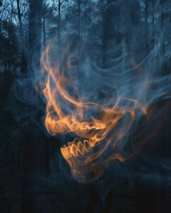 smoke ghost teeth fangs, screaming, pareidolia photography digital fluid fire, i...