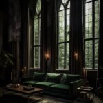 Professionnal photography of a living room in an ancient church surrounded by a ...