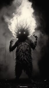The fire demon Calcifer, from Howl's Moving Castle, dynamic play of shadow and l...