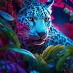 Avatar jungle, fluorescent lighting plants, neon leopard, hyperrealistic style, ...