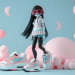 bubblegum pink , baby blue and white modeled polaroid print & plastic, the i...