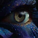 Close - up, female iris with glitter galaxy pattern, ultra detailed, insane deta...