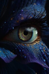 Close - up, female iris with glitter galaxy pattern, ultra detailed, insane deta...
