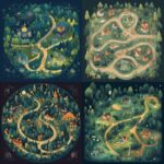 Overview frontview map in the style of sleep and calm, illustration for kids, no...