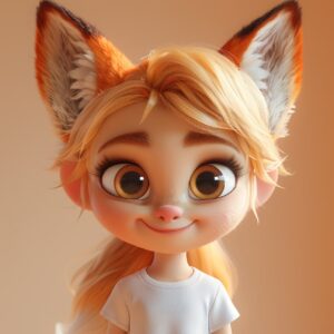 Baby girl,solo,child,(only),white t-shirt,fox ears,cute, big eyes, sweet smile, ...