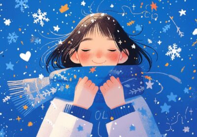 Зима близко Flat illustration, children's picture book, in the style of Mishi N...