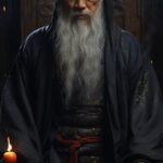 huoyuan kai chi poster for the old man, in the style of dark gray and light gold...