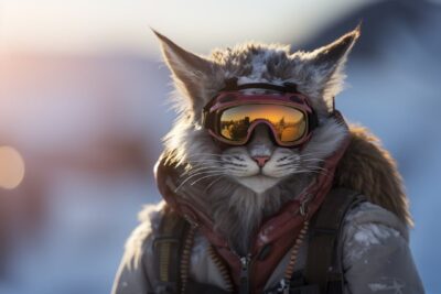 anthro pseudodragon cat, snowboarding, Sony A7 60mm f1.8 --ar 6:4 --v 5.2by mild...