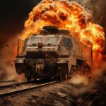 Iron Tank battlefield + Tank + firing + Canon EOS - 1D + 4K Resolution ::1 Text ...