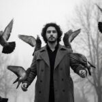 پرامپت دختر Ultra realistic black-and-white cinematic portrait with unchanged fa...