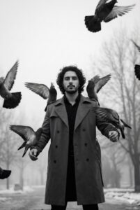 پرامپت دختر Ultra realistic black-and-white cinematic portrait with unchanged fa...