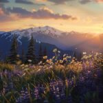 Create a soft, photorealistic background of Hurricane Ridge in Olympic National ...