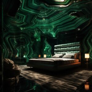 Modern hotel room made entirely by malachite --v 5.2by .klaudio.m#interior Promp...