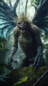 An epic full body long portrait of a terrifying fantasy Creature, huge monster, ...