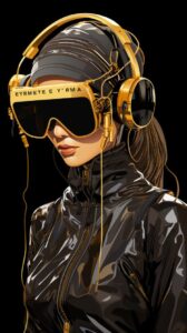 Black background gold lines like circuit board flat 2d stylized art deco poster ...
