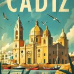 vibrant tourism poster, travel poster, vintage, art deco illustration, retro art...